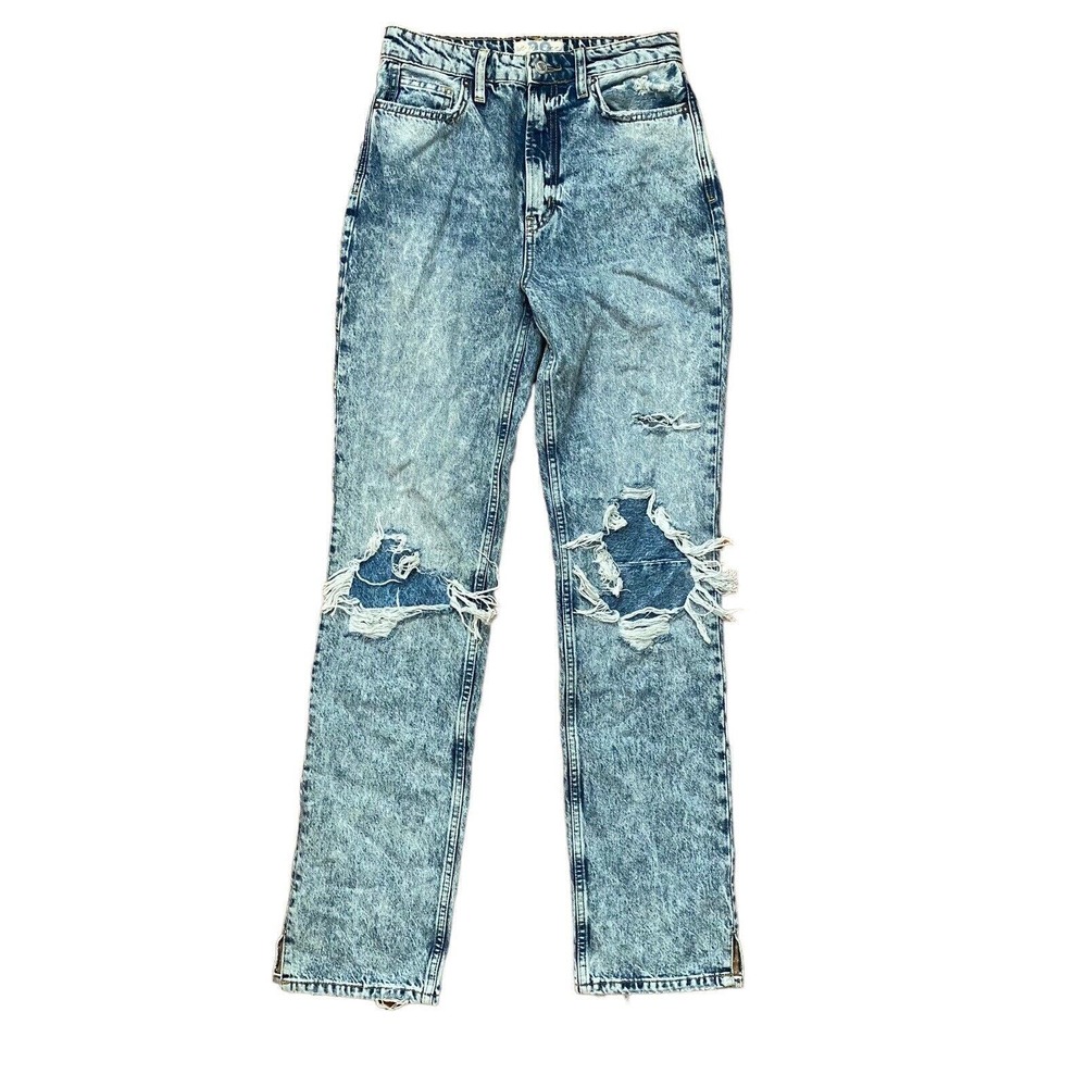 We The Free 29 My Own Lane Jeans High Rise Acid Wash Distressed